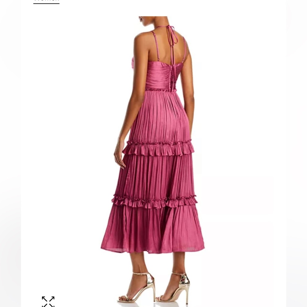 Aqua strappy ruched midi dress